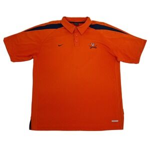Virginia Cavaliers Shirt Men's L Orange Nike Team Sphere Dry Short Sleeve‎ Polo